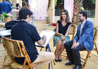 Caricaturas en Sevilla. Inauguración Terraza