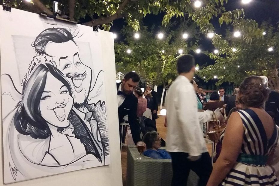 Caricaturas para boda de exhibición